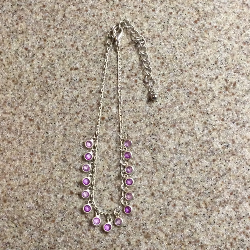 Silver-Tone Two side Purple or Evil Eye Ankle Bracelet - Brand Unspecified